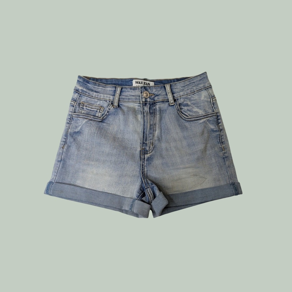 Wax Jean Denim Shorts M Light Wash‎ Cuffed Casual Summer Stretch Coastal Capsule
